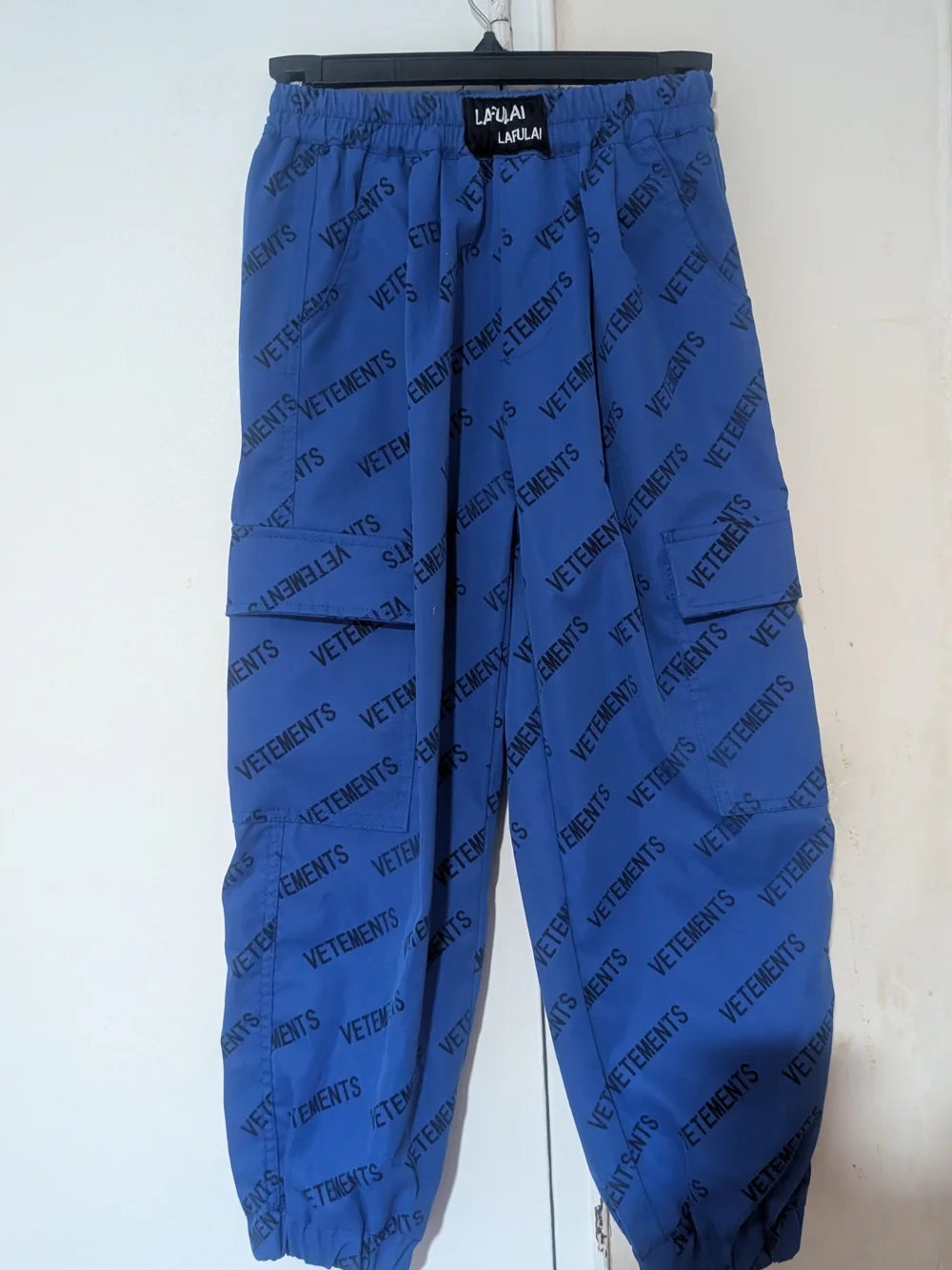 Vetements Blue Logo Cargo Joggers for Kids